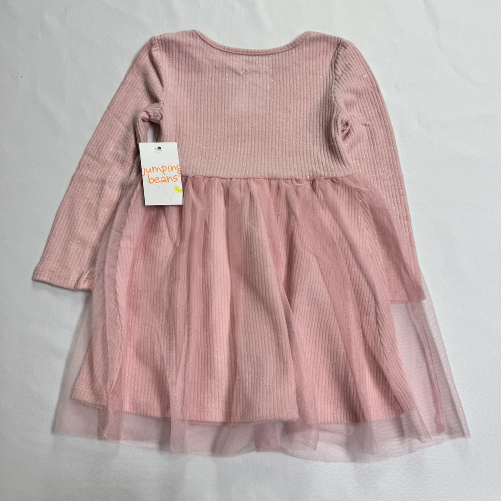 Jumping Beans Long-Sleeve Tulle Dress Vintage Art Pink Toddler Girls Size 2T - Picture 3 of 6